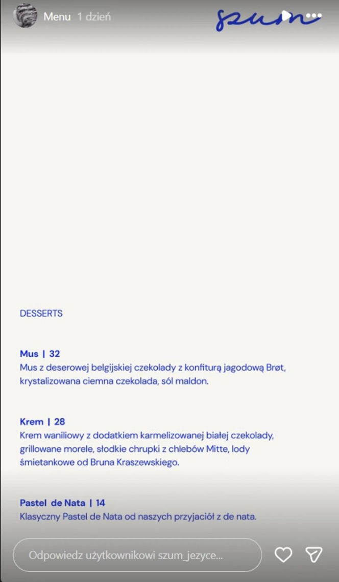 Restauracja Jana Bednarka | Menu