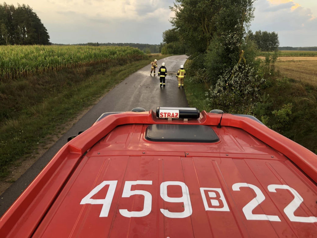 Podlaskie. Ponad 200 niedzielnych interwencji strażaków w związku z silnym wiatrem i burzami