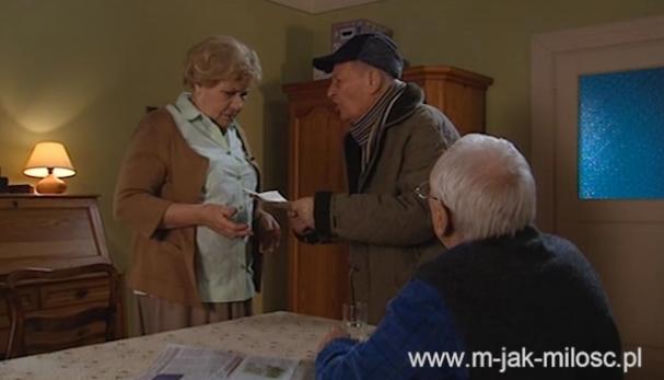 M jak miłość odc. 997. Władysław Kisiel (Jerzy Próchnicki), Barbara Mostowiak (Teresa Lipowska)