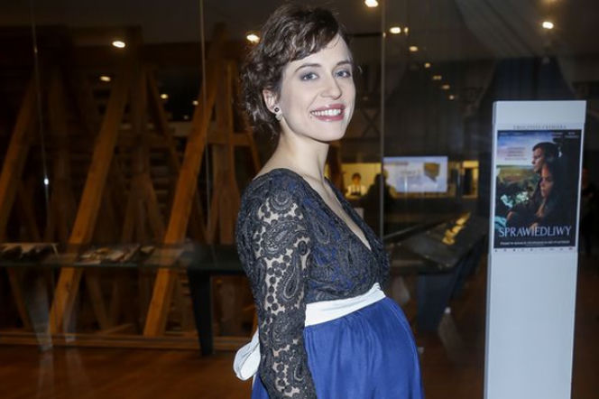 Aleksandra Hamkało w ciąży na premierze filmu Sprawiedliwy