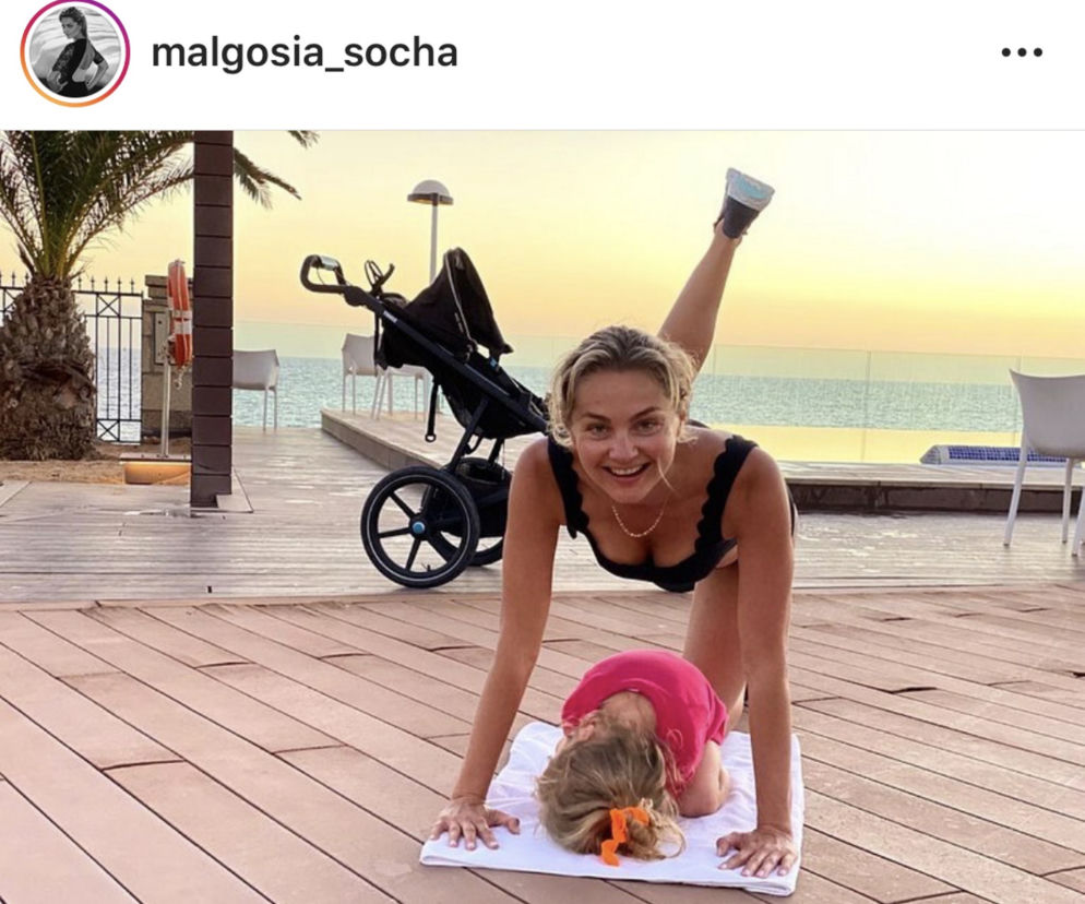 Małgorzata Socha ćwiczy z dzieckiem