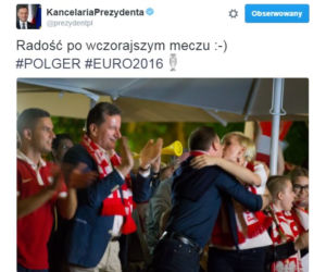 Tak prezydent CAŁUJE pierwsza damę po remisie z Niemcami