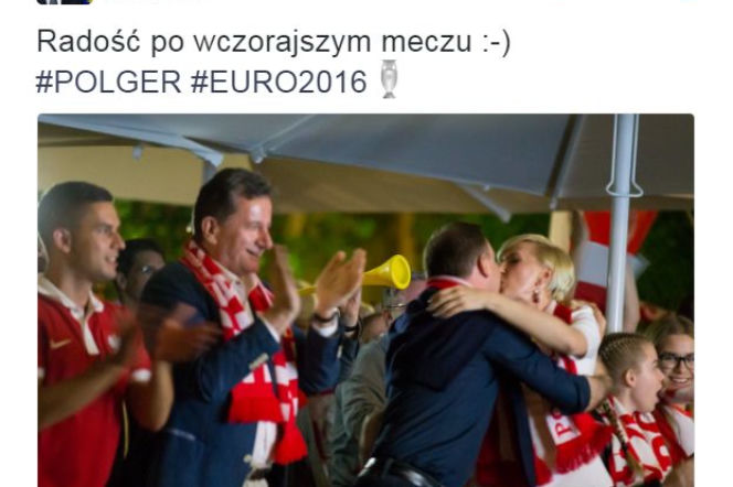 Tak prezydent CAŁUJE pierwsza damę po remisie z Niemcami