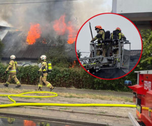 Duży pożar w Markach pod Warszawą! Płonie budynek przy ruchliwej ulicy