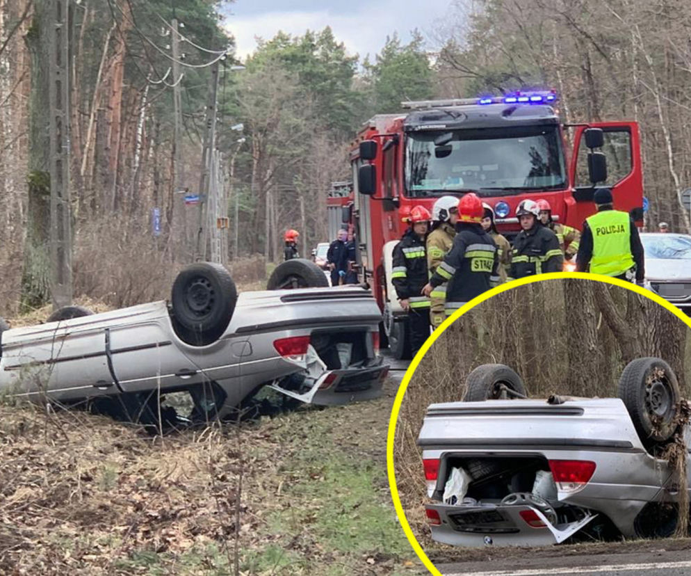 Policyjny pościg za BMW w Wesołej. Auto dachowało