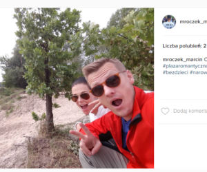 Marcin Mroczek z żoną Marleną nad Wisłą