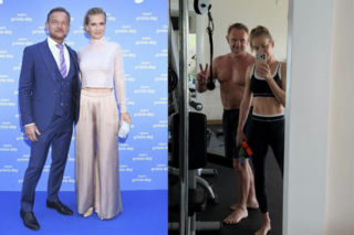 Cezary Pazura z gołym torsem, a żona pokazuje ABS. Internet szaleje! My też chcemy taki trening