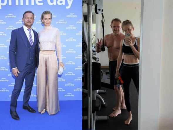 Cezary Pazura z gołym torsem, a żona pokazuje ABS. Internet szaleje! My też chcemy taki trening