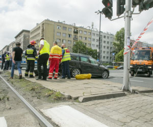 Wypadek na skrzyżowaniu Grójeckiej z Wawelską