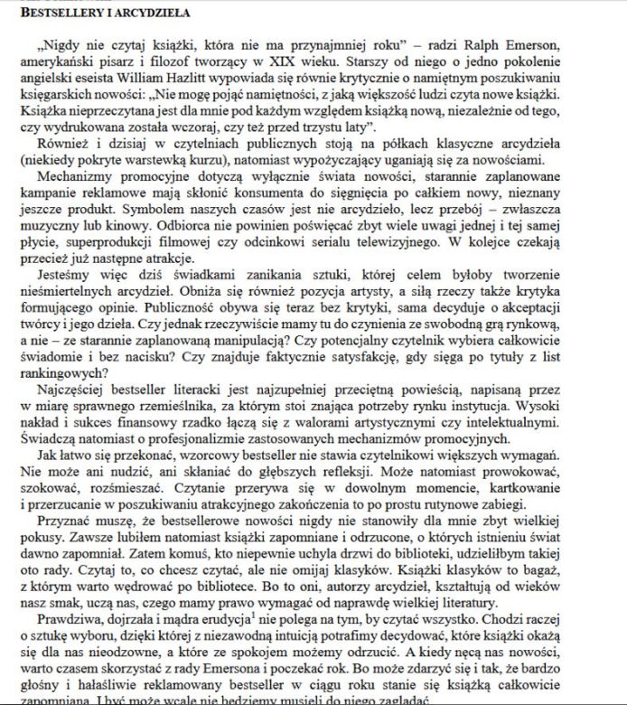 Egzamin gimnazjalny, język polski ARKUSZE