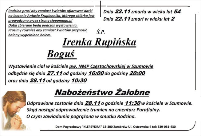Pogrzeb Ireny Rupińskiej i 2-letniego Bogusia. Szczególna prośba rodziny. Piękny gest