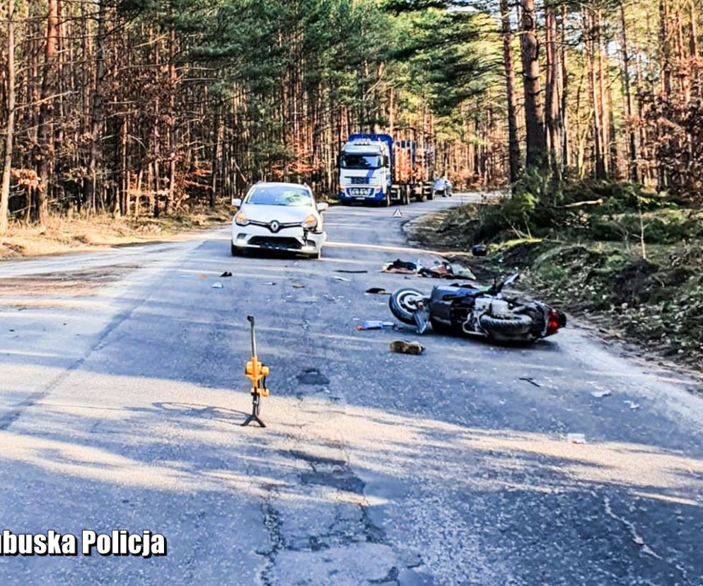 Wypadek z udziałem motorowerzysty pod Drezdenkiem