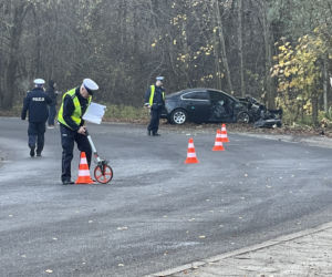 Auto rozwalone o drzewo. Nie żyje pasażerka, kierowca zwiał