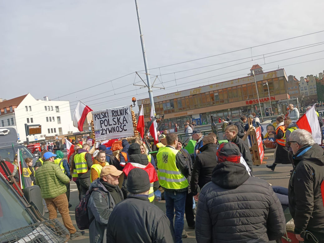 Protest rolników w Pomorskiem. Blokady na drogach krajowych i w centrum Gdańsk