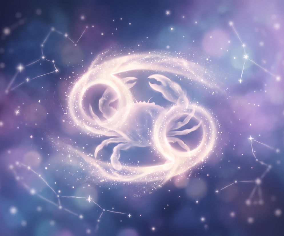 Znak zodiaku Rak w formie świecącej konstelacji na tle kosmosu. O horoskopie dla Raka przeczytasz w serwisie Eska.
