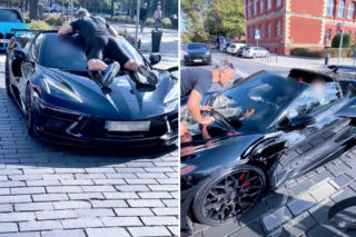 Groza w centrum miasta. Aktywista przewieziony na masce sportowego kabrioletu, bo zwrócił uwagę kierowcy