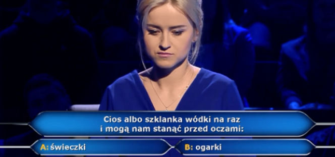 Cios, szklanka wódki i mogą stanąć przed oczami - odpowiedź na pytanie z Milionerów 
