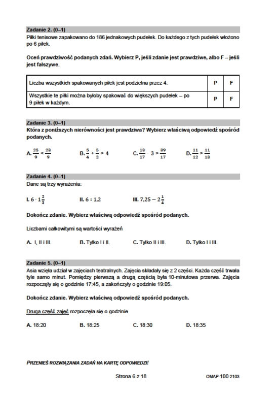 Próbny EGZAMIN ÓSMOKLASISTY 2021: Matematyka. Odpowiedzi i arkusze CKE