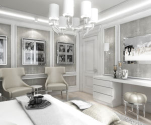 Sypialnia glamour - projekt wnętrza.