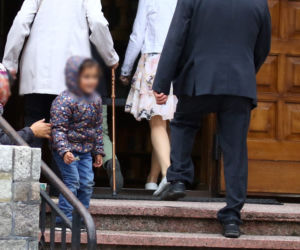 Lech Wałęsa na niedzielnej mszy
