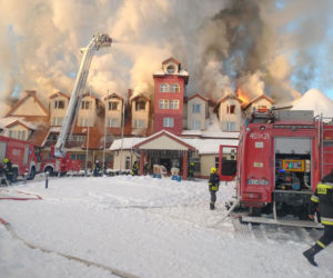 Augustów. Pożar w centrum wypoczynkowo-szkoleniowym Amber Bay [17.01.2021]