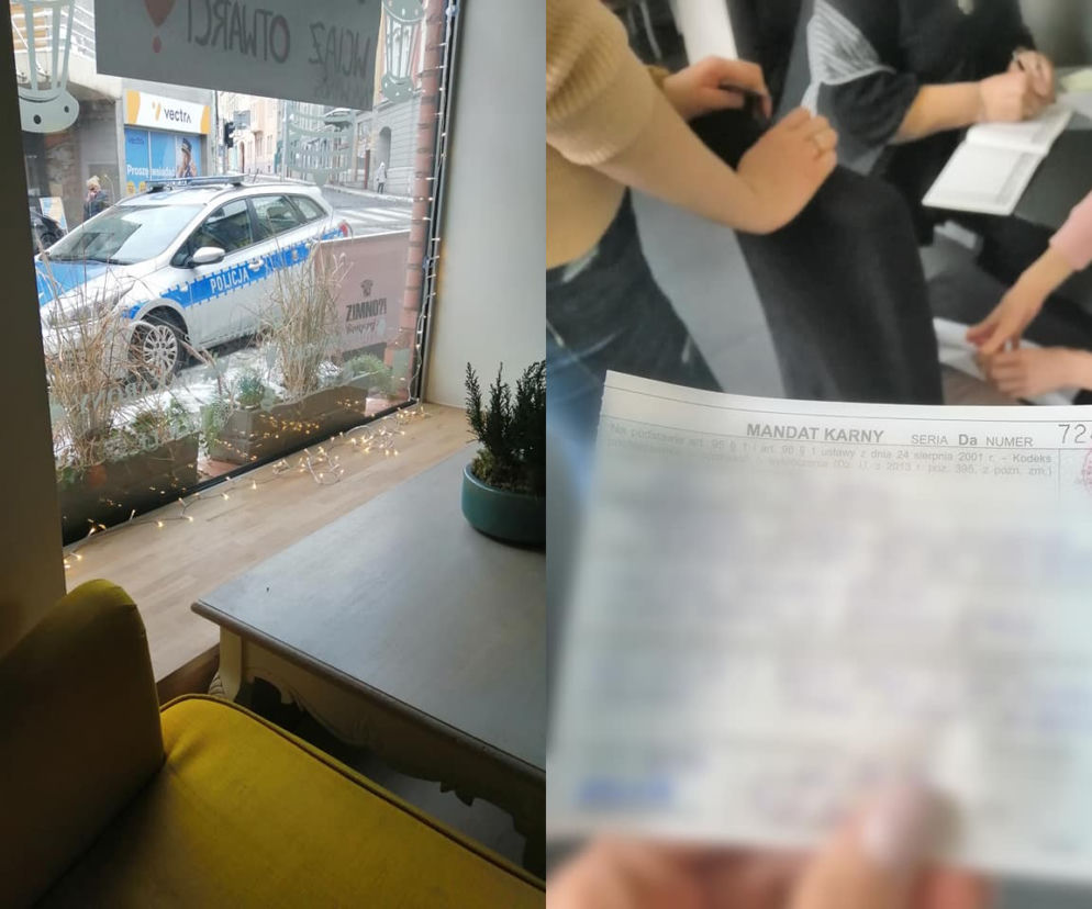 Rybnik: Policja wraz z sanepidem wkroczyła do kawiarni jeszcze przed otwarciem lokalu. Sami prosiliśmy się takimi plakatami [ZDJĘCIA]