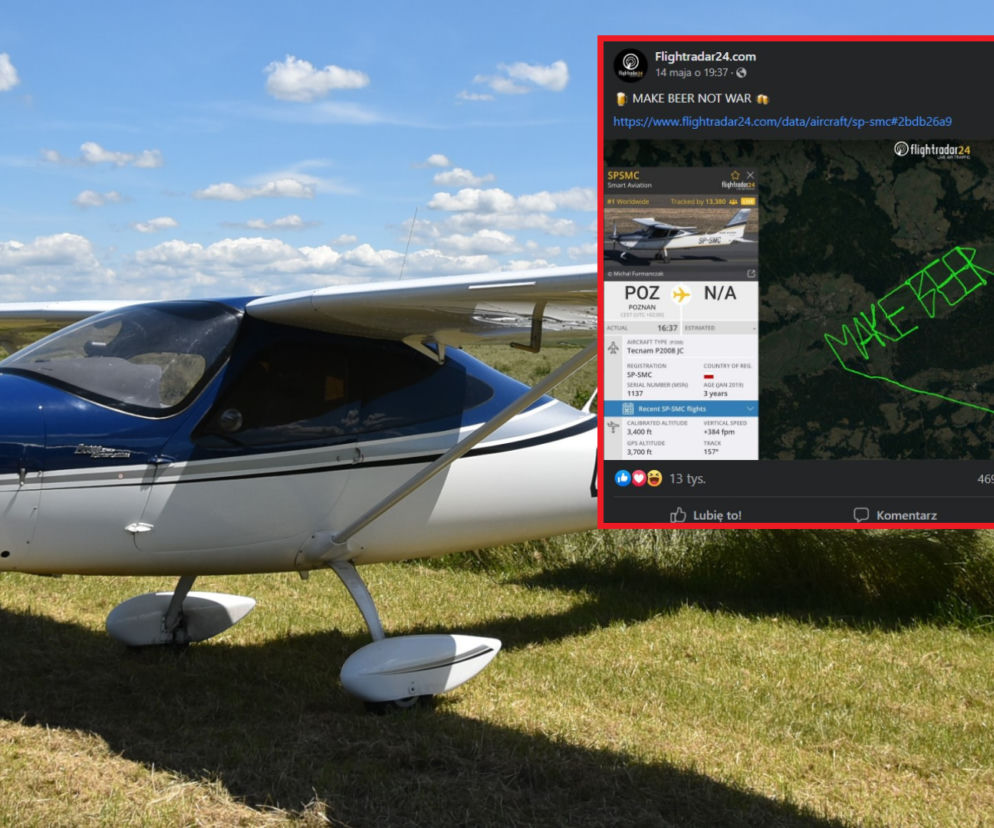 polski pilot podbija internet. Napisał to na poznańskim niebie!