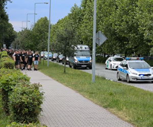 Kibice Kolejorza na meczu z Polonią Leszno