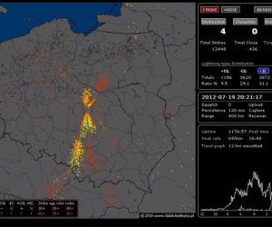 BURZE, TORNADA, GRAD 19.07.2012: NA ŻYWO - gdzie jest burza - MAPY, pogoda na 19.07.2012