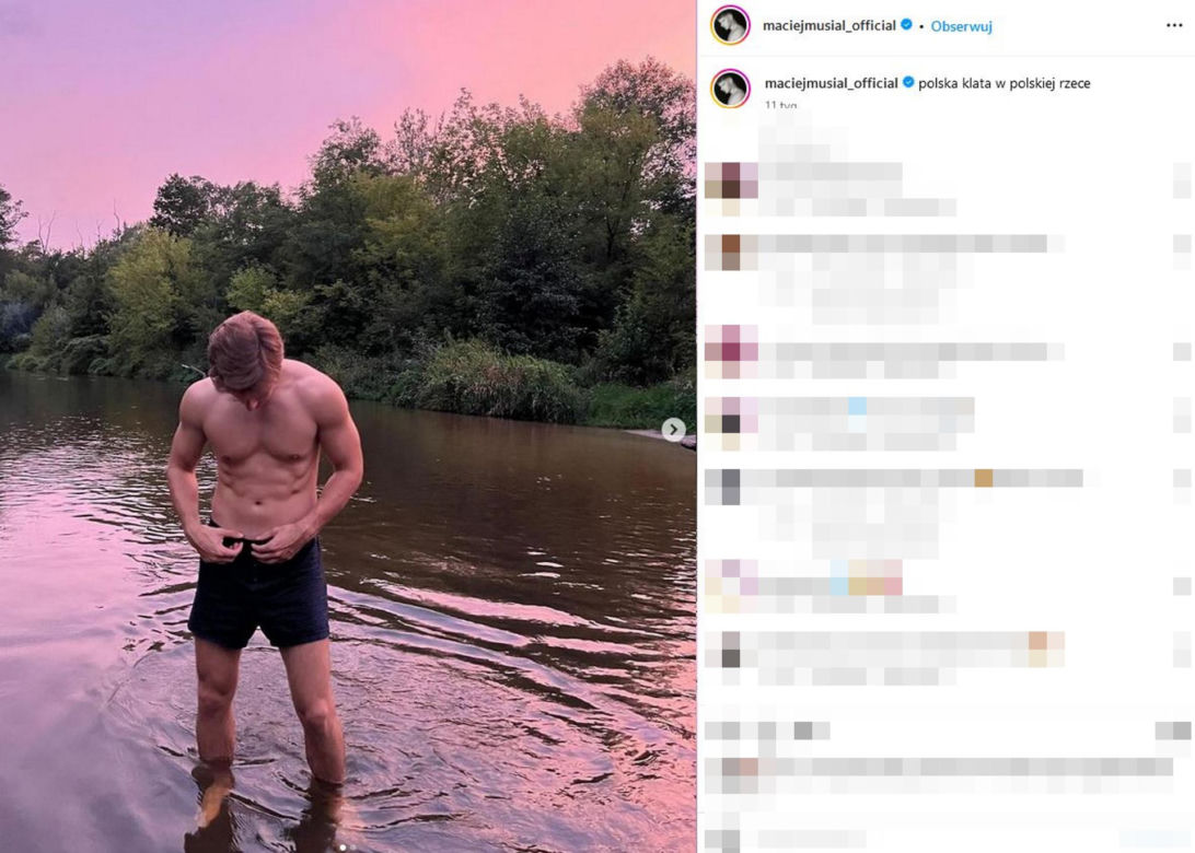 Maciej Musiał pręży klatę i rozpina spodnie