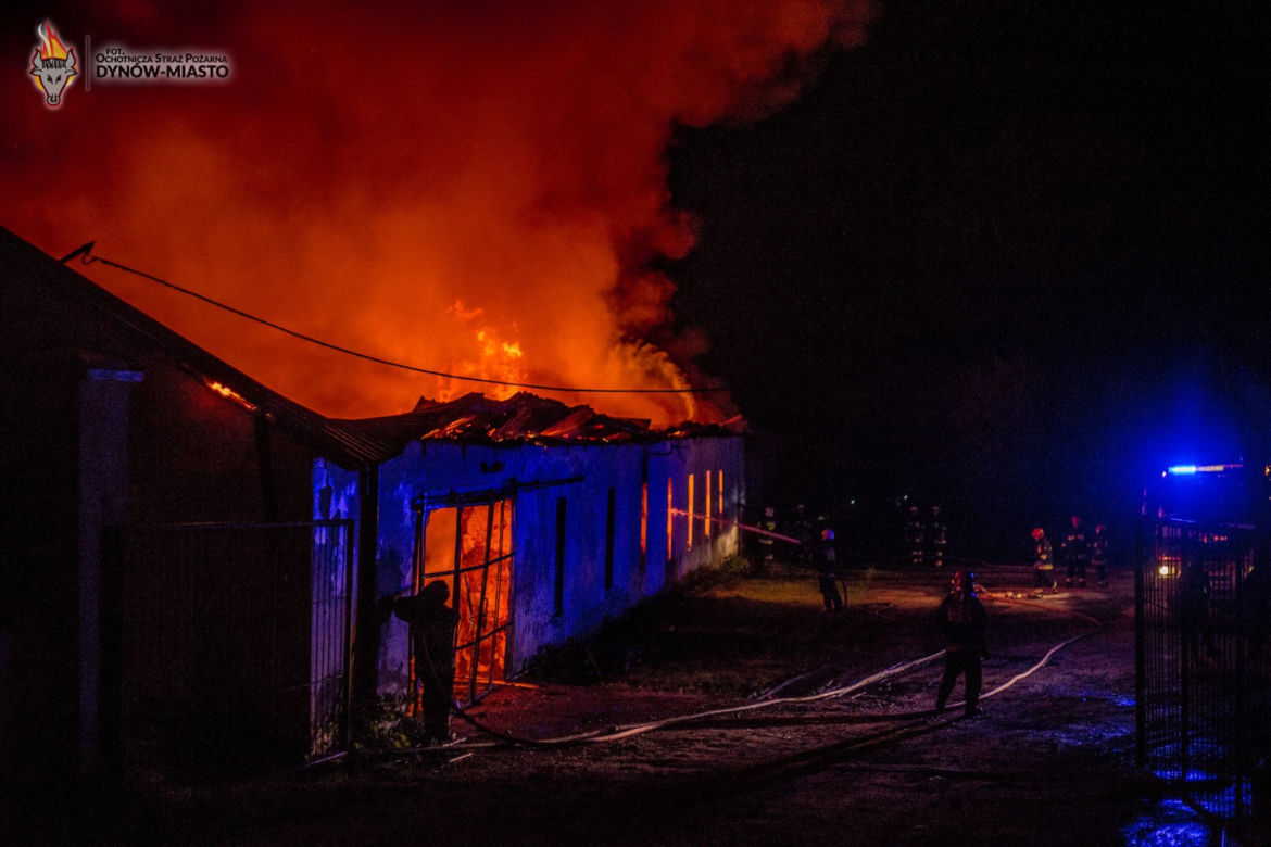 Pożar magazynów w Bachórcu