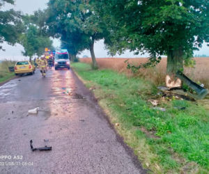 Kierowca osobówki wbił się w drzewo! Dramatyczny wypadek pod Grudziądzem
