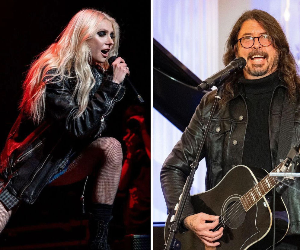 Wokalistka Taylor Momsen na scenie. Obok na zdjęciu Dave Grohl z gitarą. O ich współpracy przeczytasz na EskaRock.