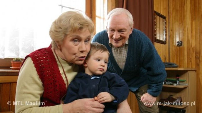 M jak miłość. Lucjan Mostowiak (Witold Pyrkosz), Mateusz (Krystian Domagała), Barbara (Teresa Lipowska)
