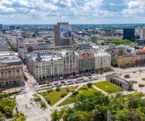 Południowa pierzeja Alej Jerozolimskich w centrum Warszawy
