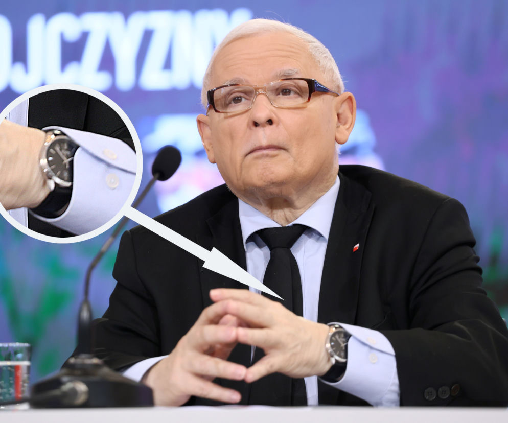 Jarosław Kaczyński, zegarek, konferencja