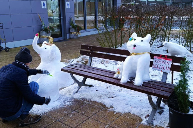 Rzeźby ze śniegu na pętli Głębokie