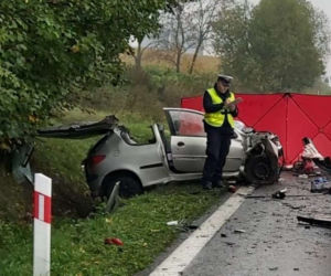 Kierowca wpadł w poślizg i czołowo zderzył się z autem bydgoszczanki. Oboje zginęli [ZDJĘCIA] 