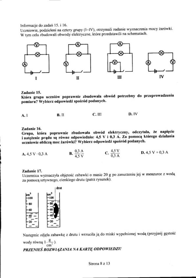 Egzamin gimnazjalny 2012 - CZĘŚĆ PRZYRODNICZA: GEOGRAFIA, FIZYKA, CHEMIA, BIOLOGIA 25.04.2012 - ROZWIĄZANIA, ODPOWIEDZI, ARKUSZE. Test gimnazjalny 2012