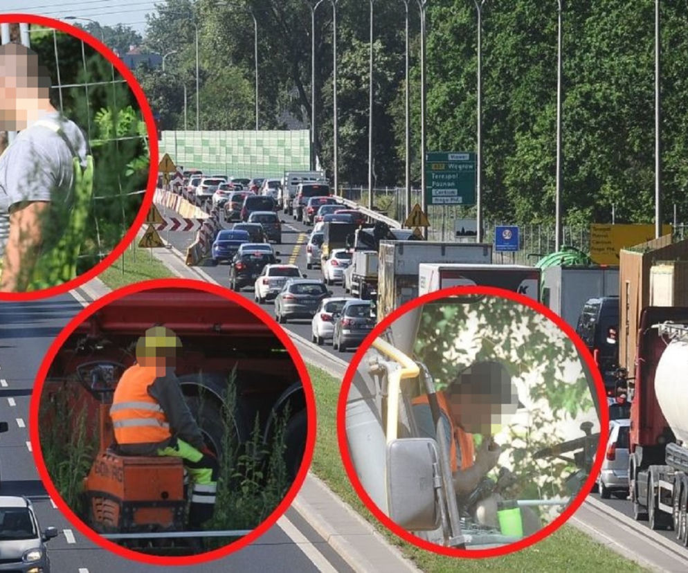Cyrk w Rembertowie. Kierowcy wściekają się w korkach, a robotnicy bimbają na budowie!