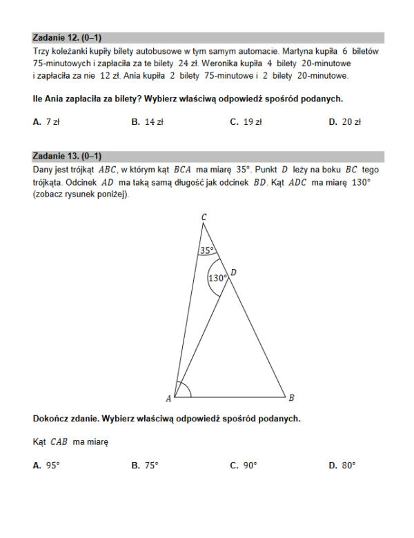 Egzamin ósmoklasisty 2022 matematyka