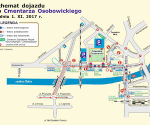 Schemat dojazdu komunikacją miejską do Cmentarza Osobowickiego