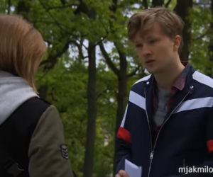 M jak miłość, odcinek 1454. Katia (Joanna Jarmołowicz), Łukasz (Jakub Józefowicz)