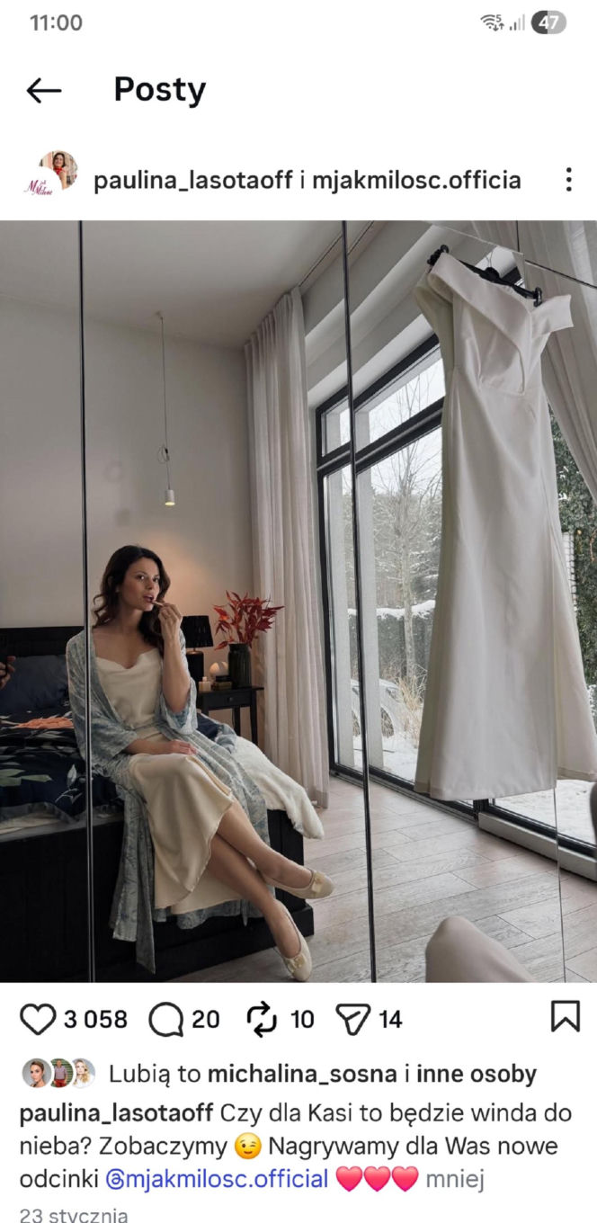 M jak miłość na planie. Kasia (Paulina Lasota) bierze ślub z Mariuszem