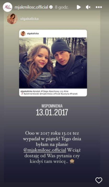 M jak miłość. Justyna (Olga Kalicka), Franek (Piotr Nerlewski)