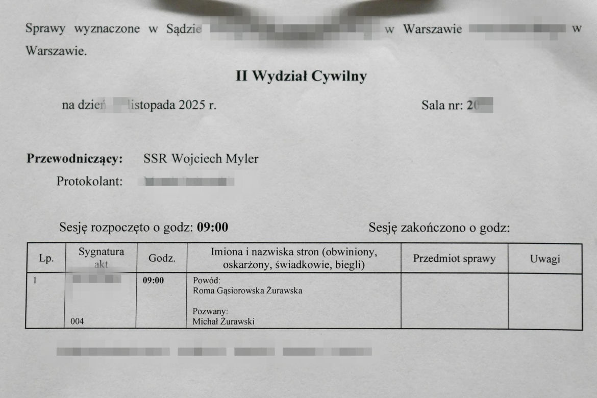 Roma Gąsiorowska w sądzie