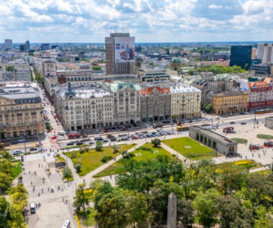 Południowa pierzeja Alej Jerozolimskich w centrum Warszawy