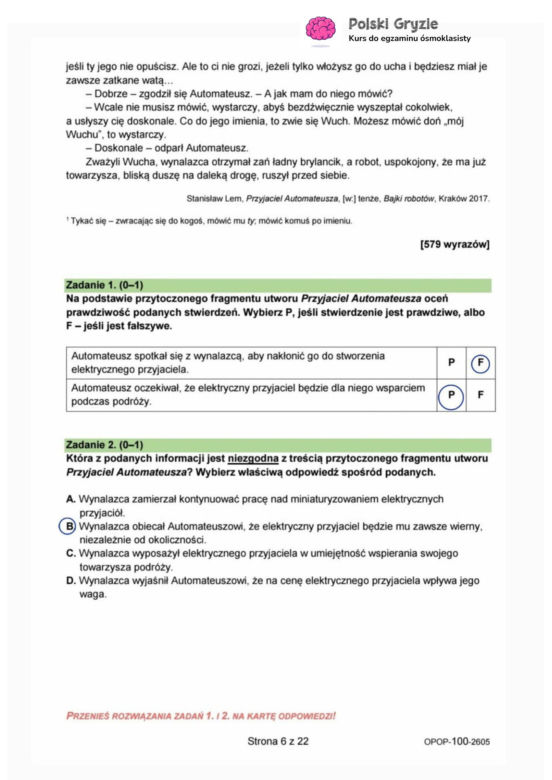 Egzamin ósmoklasisty 2026 język polski: WSZYSTKIE odpowiedzi do arkusza CKE 11.05.2026