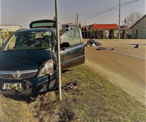 Żerków: Zderzenie samochodu z motocyklem! Kierująca ZIGNOROWAŁA znaki! Lądował helikopter LPR