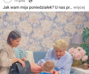 M jak miłość nowy sezon. Agnes (Amanda Mincewicz), Antoś (Mikołaj Jankowski), Barbara (Teresa Lipowska) na planie